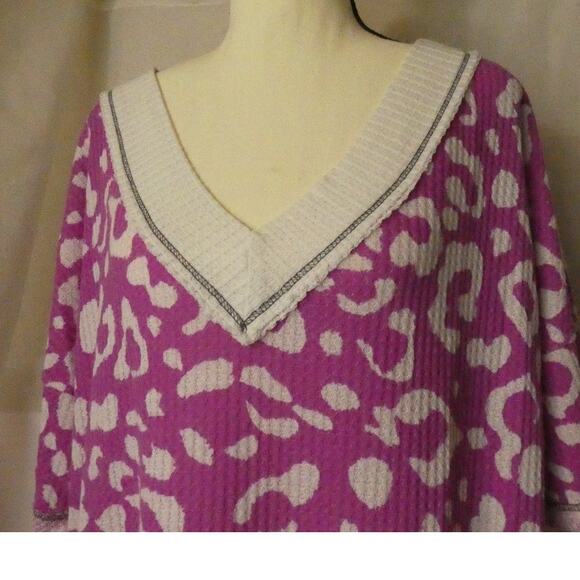 Bib! Women's Oversized XL Tunic Top Waffle Design V-Neck Made in USA - Picture 10 of 16